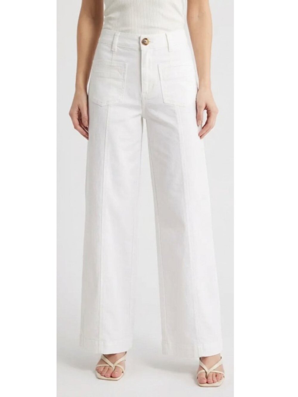 Wit & Wisdom Skyrise Patch Pocket Wide Leg Pants White High Waist Size 2 NWT